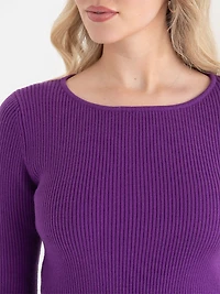Ribbed Boat Neck Sweater Purple Magic