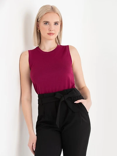 Sleeveless Layering Sweater Tank Beaujolais