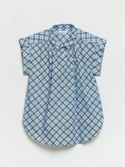 Relaxed Fit Button Up Blouse Blue Plaid