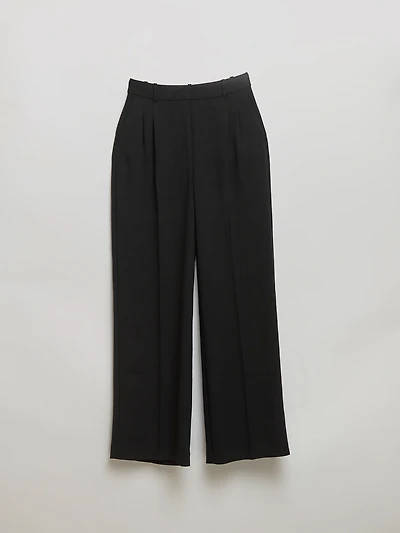 Maxwell Pleated Wide Leg Crepe Pant Black