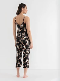 Lace Trim Cami with Crop Pant Sleepset Multicolour Floral