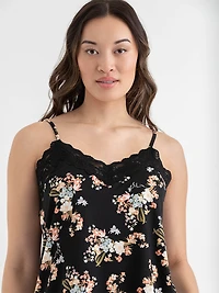 Lace Trim Cami with Crop Pant Sleepset Multicolour Floral