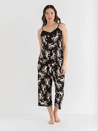 Lace Trim Cami with Crop Pant Sleepset Multicolour Floral