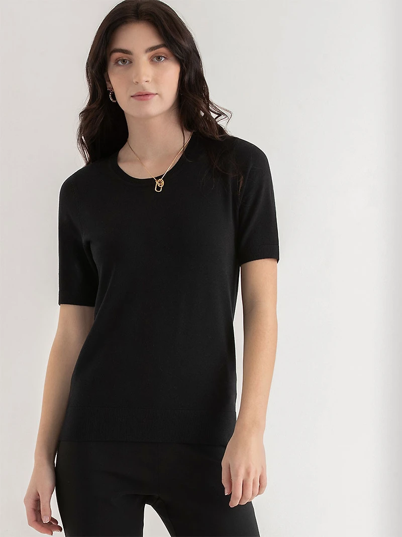 Elbow-Sleeve Sweater Black Onyx