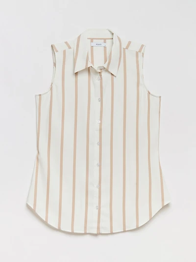 Nicole Sleeveless Collared Shirt Neutral Stripe