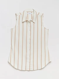 Nicole Sleeveless Collared Shirt Neutral Stripe