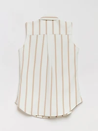 Nicole Sleeveless Collared Shirt Neutral Stripe