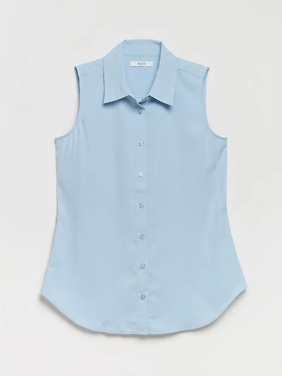 Nicole Sleeveless Collared Shirt Kentucky Blue