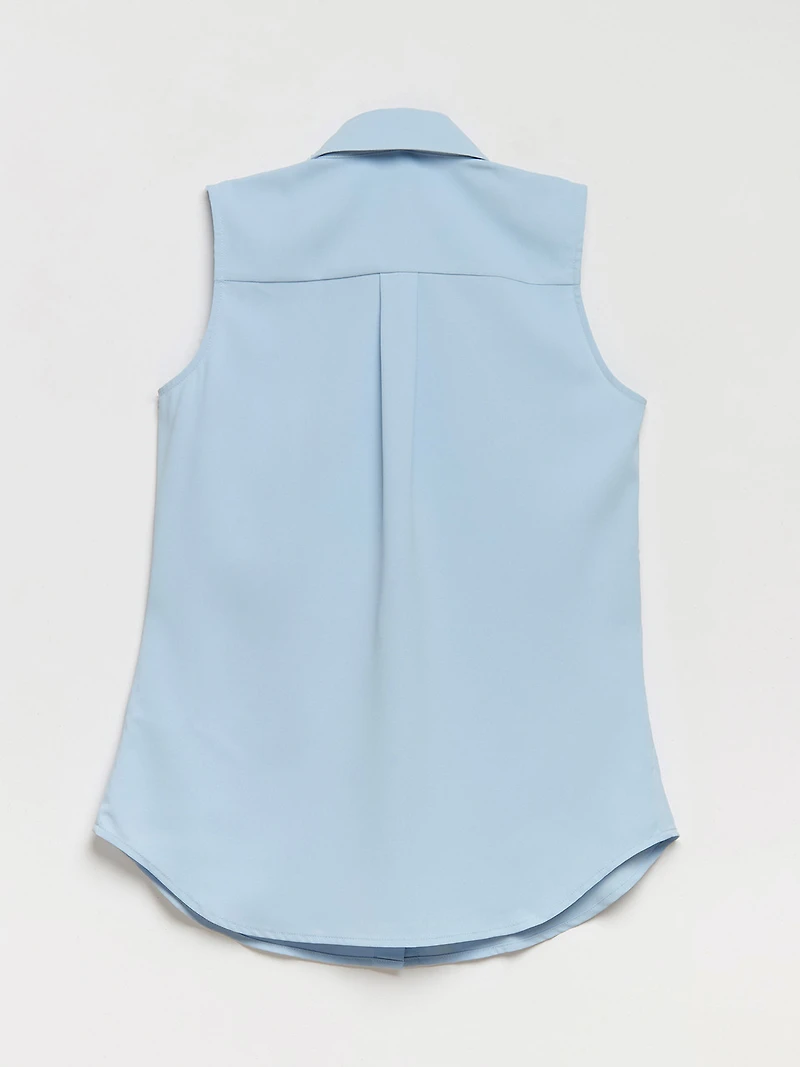Nicole Sleeveless Collared Shirt Kentucky Blue