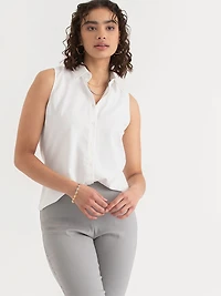 Nicole Sleeveless Collared Shirt Blue Floral