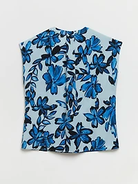 Linny Henley Extend Sleeve Blue Floral
