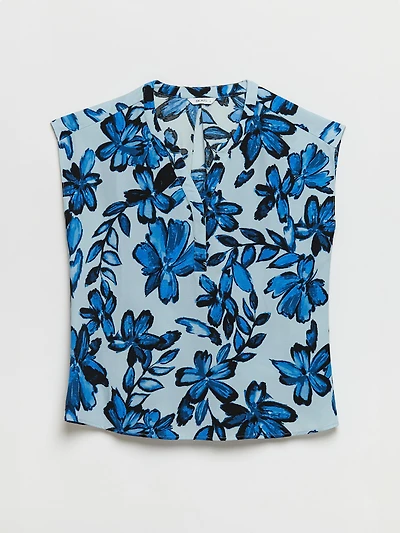 Linny Henley Extend Sleeve Blue Floral