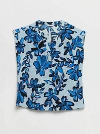 Linny Henley Extend Sleeve Blue Floral