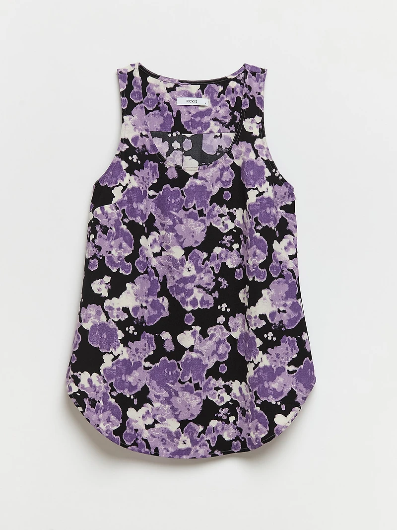 Lyla Essential Textured Tank Purple Floral