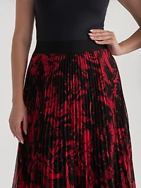 Release Pleat Midi Skirt Red Floral Print