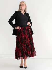 Release Pleat Midi Skirt Red Floral Print