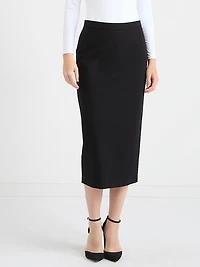 Midi Pencil Skirt Luxe Ponte Black
