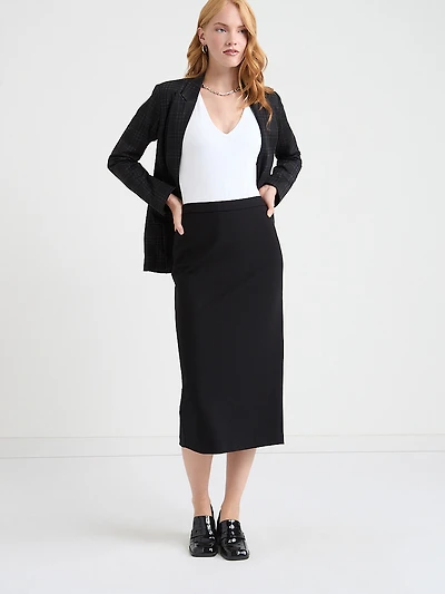 Midi Pencil Skirt Luxe Ponte