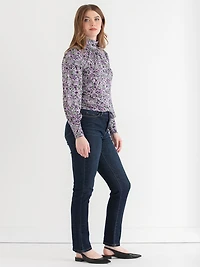 Mock Neck Top Purple Floral