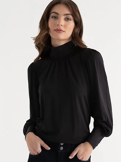 Mock Neck Top Black