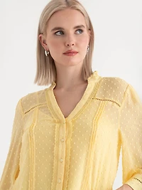 Swiss Sleeve 3/4 Blouse Pale Banana