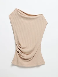 Asymmetric Off Shoulder Top Doeskin