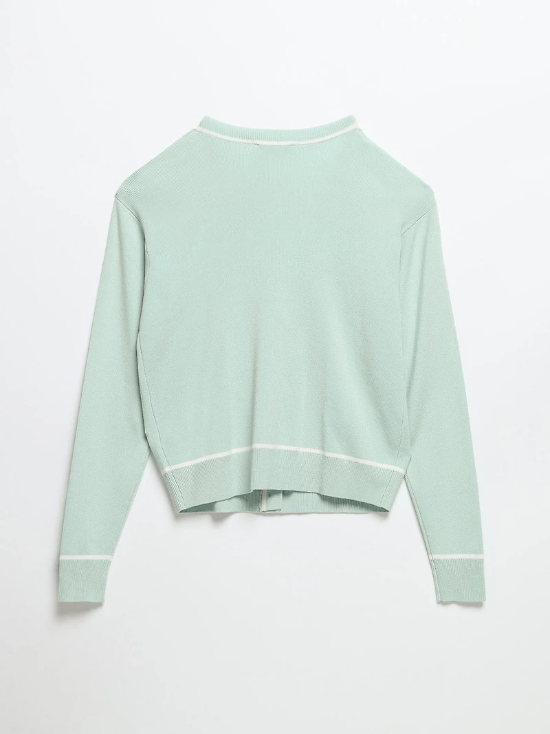 V-Neck Cardigan Pastel Blue