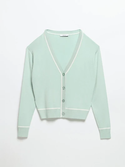 V-Neck Cardigan Pastel Blue