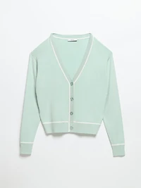 V-Neck Cardigan Pastel Blue