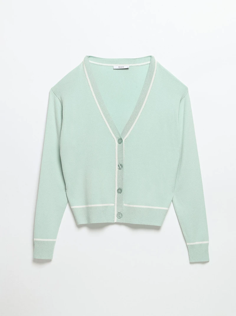 V-Neck Cardigan Pastel Blue