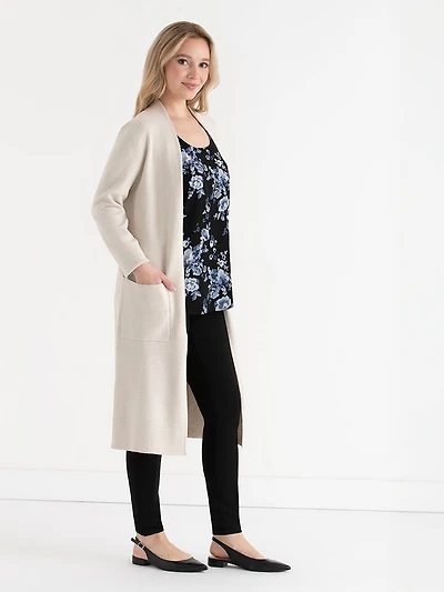 Long Cardigan with Tie Belt Pumice Stone