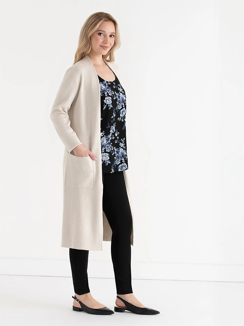 Long Cardigan with Tie Belt Pumice Stone