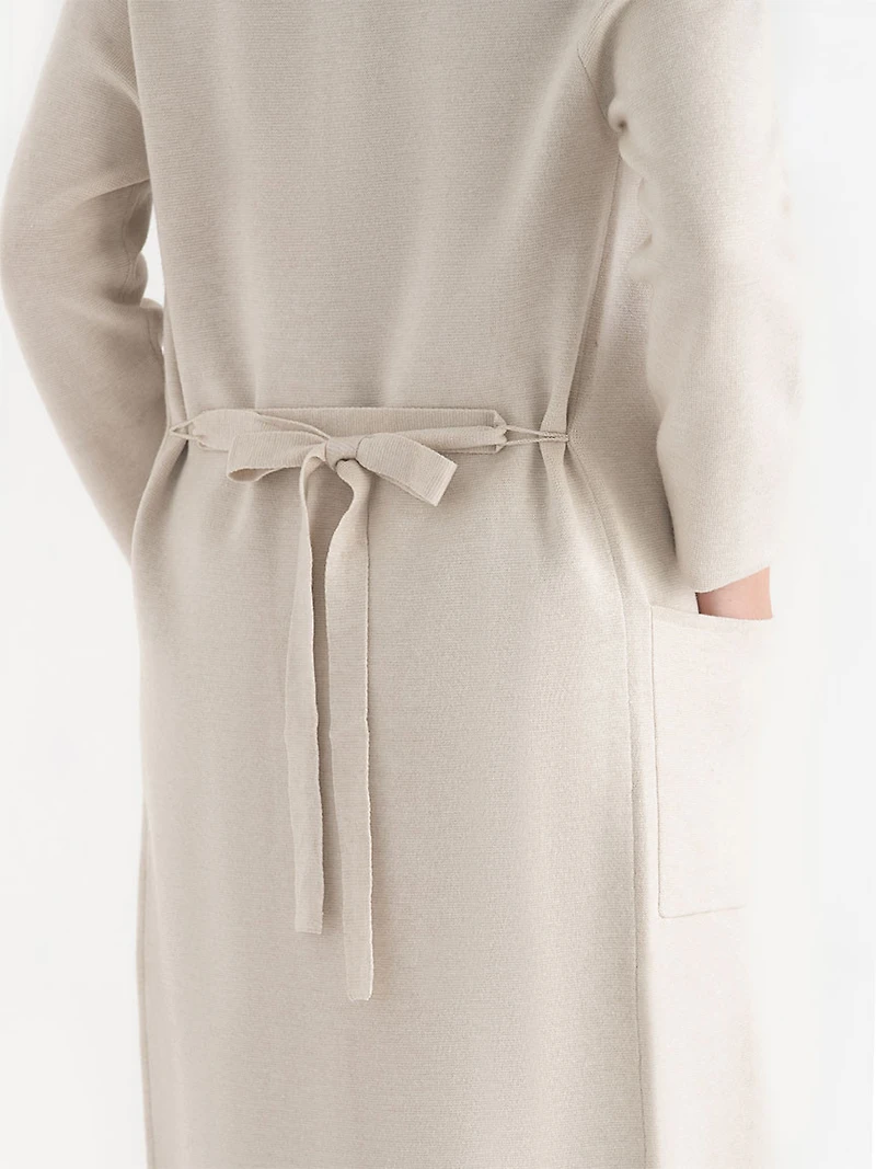 Long Cardigan with Tie Belt Pumice Stone