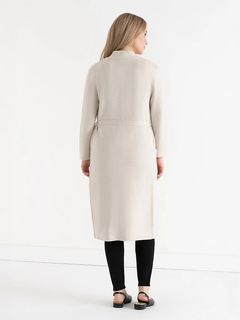 Long Cardigan with Tie Belt Pumice Stone