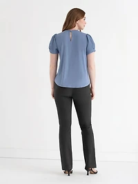 Short Sleeve Mix Media Blouse Infinity Blue