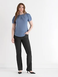 Short Sleeve Mix Media Blouse Infinity Blue