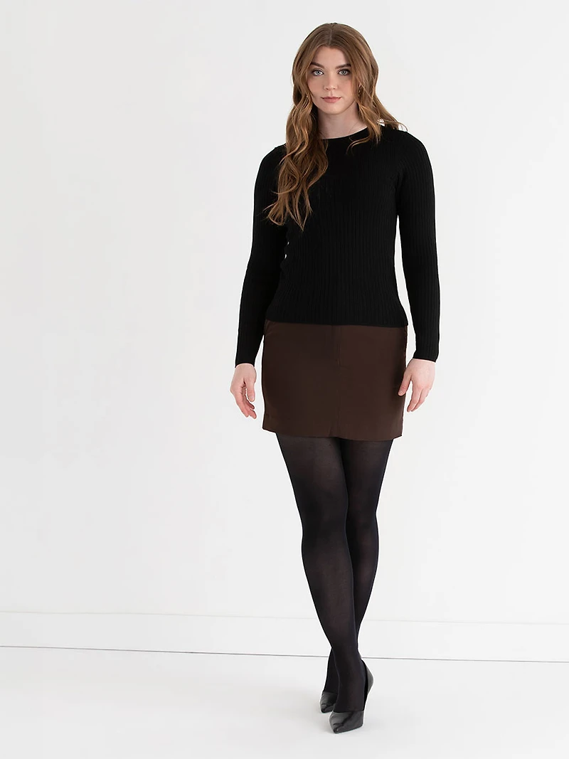 Crew Neck Rib Sweater Black