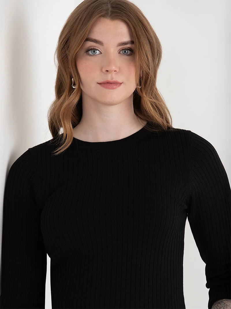 Crew Neck Rib Sweater Black