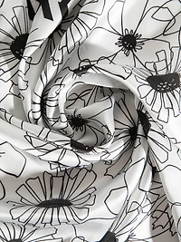 Black Flower Print Scarf