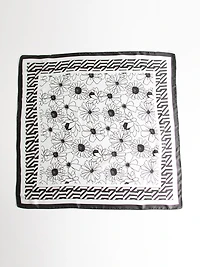 Black Flower Print Scarf