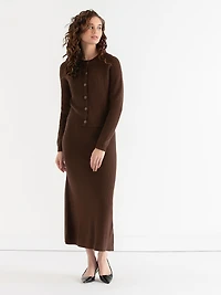 Ribbed Button Front Cardigan Chicory Coffee