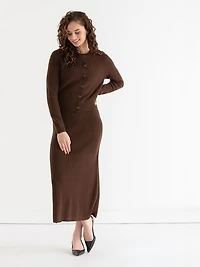 Ribbed Button Front Cardigan Chicory Coffee