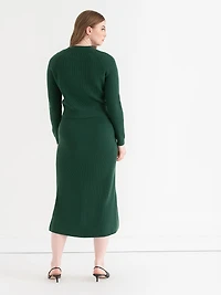 Ribbed Button Front Cardigan Rainforest