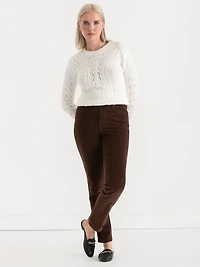 Crewneck Cable Knit Sweater Blanc de