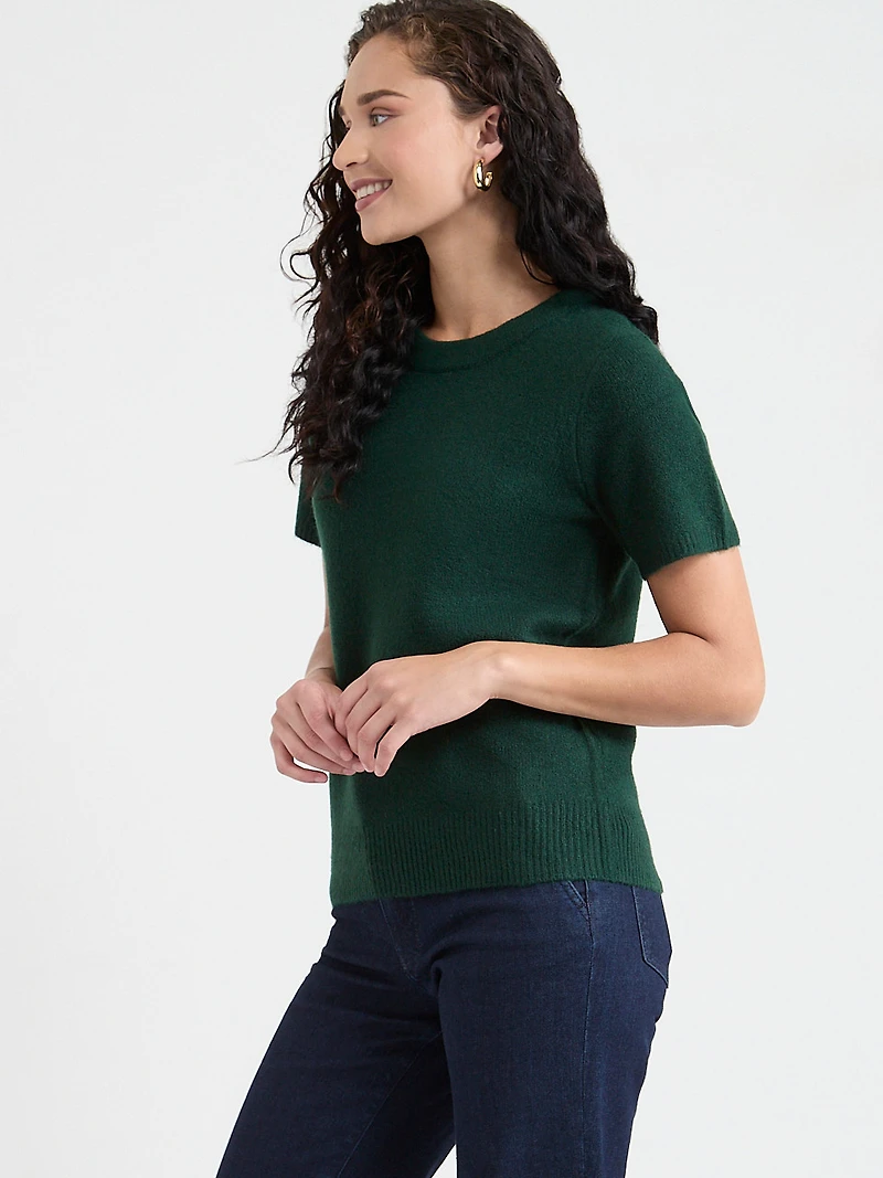 Short Sleeve Crew Neck Cloud  Sweater Pine Grove