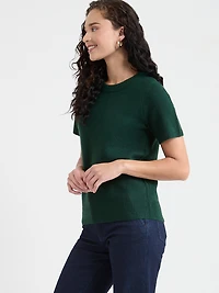 Short Sleeve Crew Neck Cloud  Sweater Pine Grove