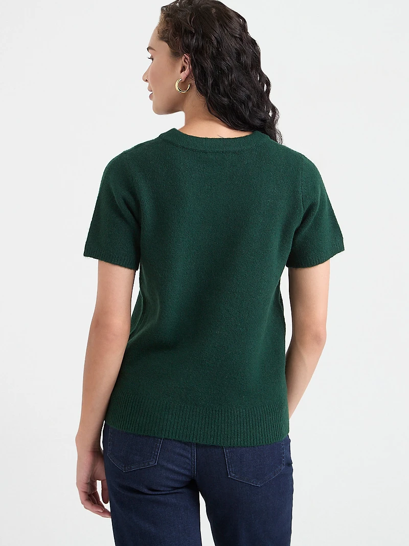 Short Sleeve Crew Neck Cloud  Sweater Pine Grove