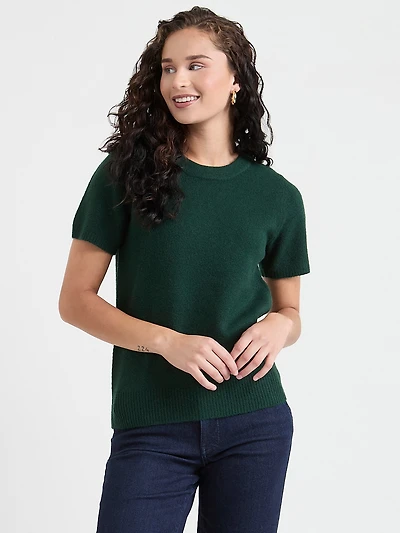 Short Sleeve Crew Neck Cloud  Sweater Pine Grove