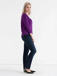 Easy V-Neck Hacci Knit Top Purple Magic