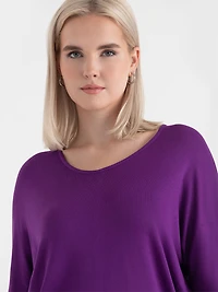 Easy V-Neck Hacci Knit Top Purple Magic